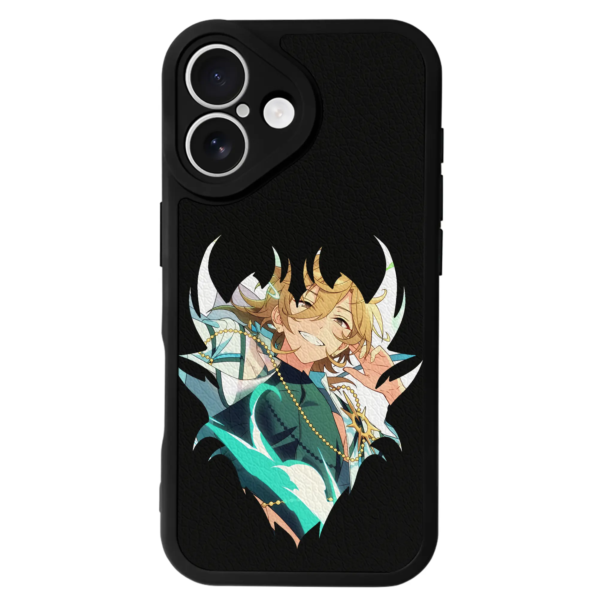 あんさん ぶる グッズ UNDEAD 羽風薫 - IPhone 16シリーズ対応 ・ シリコンスマホケース ・ レザー調 ・ 高精度フィット ・ 耐衝撃 ・ ワイヤレス充電対応 ・ 精密カット